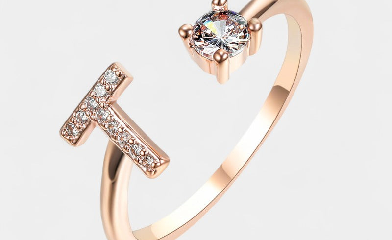 Virelle-Ring-Virelle Ring - Initial letter ring fashion met zirconia