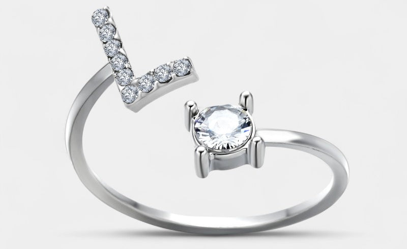 Virelle-Ring-Virelle Ring - Initial letter ring fashion met zirconia