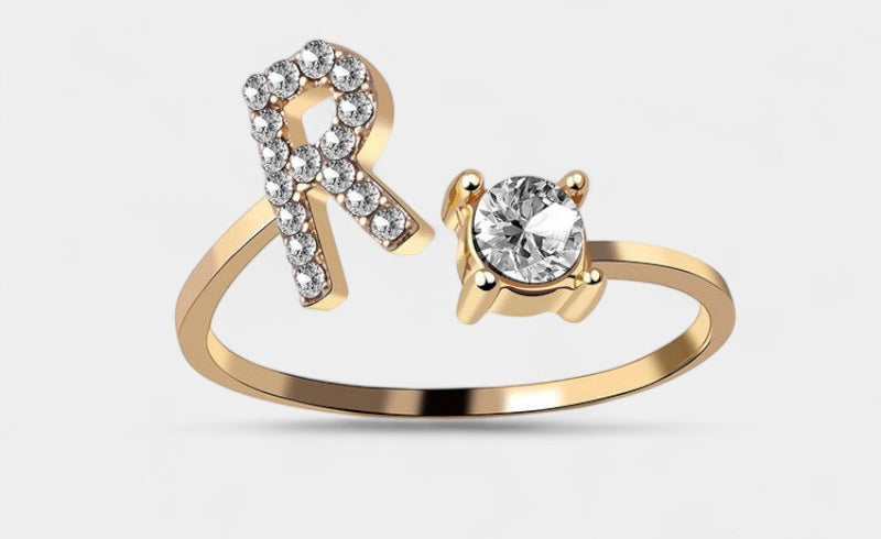 Virelle-Ring-Virelle Ring - Initial letter ring fashion met zirconia