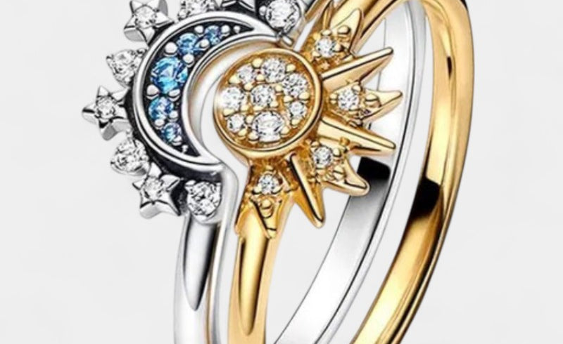 Virelle-Ring-Virelle Ring - Sparkling Moon-Sun Crystal Ring van zilver