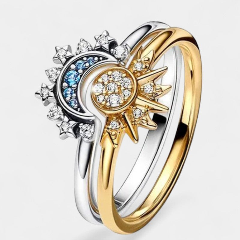 Virelle-Ring-Virelle Ring - Sparkling Moon-Sun Crystal Ring van zilver