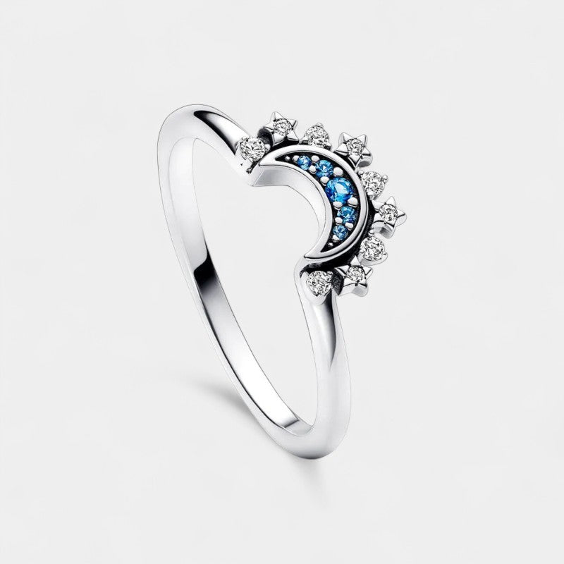 Virelle-Ring-Virelle Ring - Sparkling Moon-Sun Crystal Ring van zilver