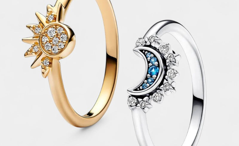 Virelle-Ring-Virelle Ring - Sparkling Moon-Sun Crystal Ring van zilver