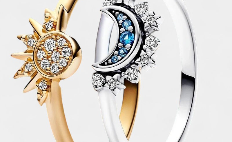 Virelle-Ring-Virelle Ring - Sparkling Moon-Sun Crystal Ring van zilver