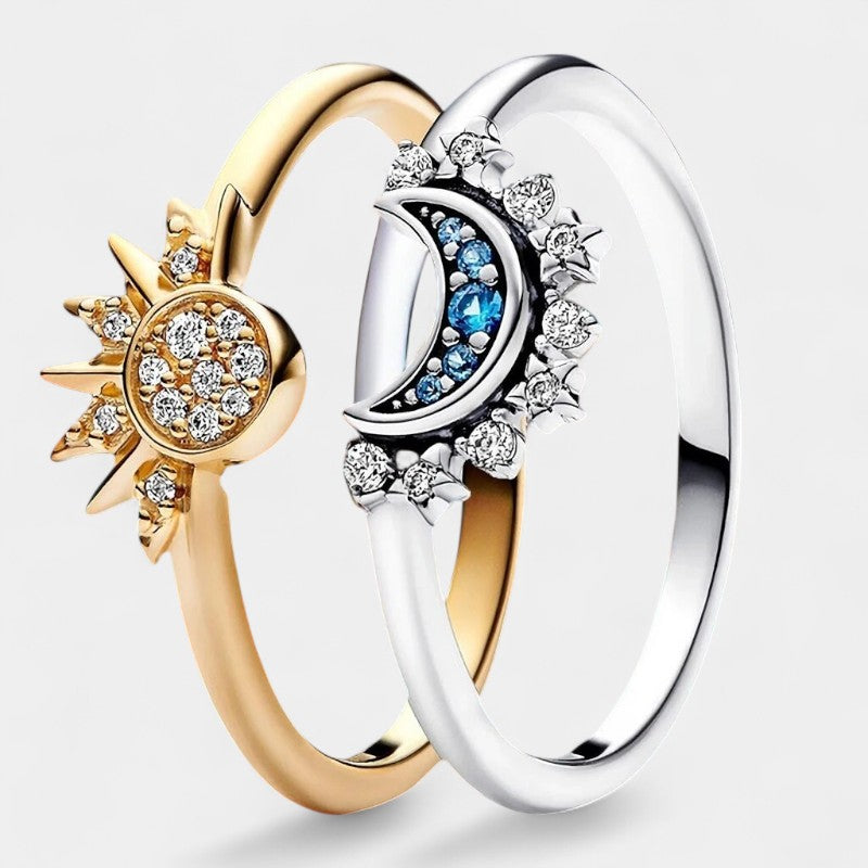Virelle-Ring-Virelle Ring - Sparkling Moon-Sun Crystal Ring van zilver