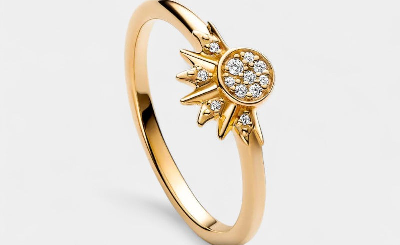 Virelle-Ring-Virelle Ring - Sparkling Moon-Sun Crystal Ring van zilver