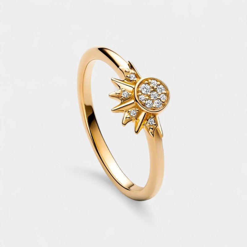 Virelle-Ring-Virelle Ring - Sparkling Moon-Sun Crystal Ring van zilver