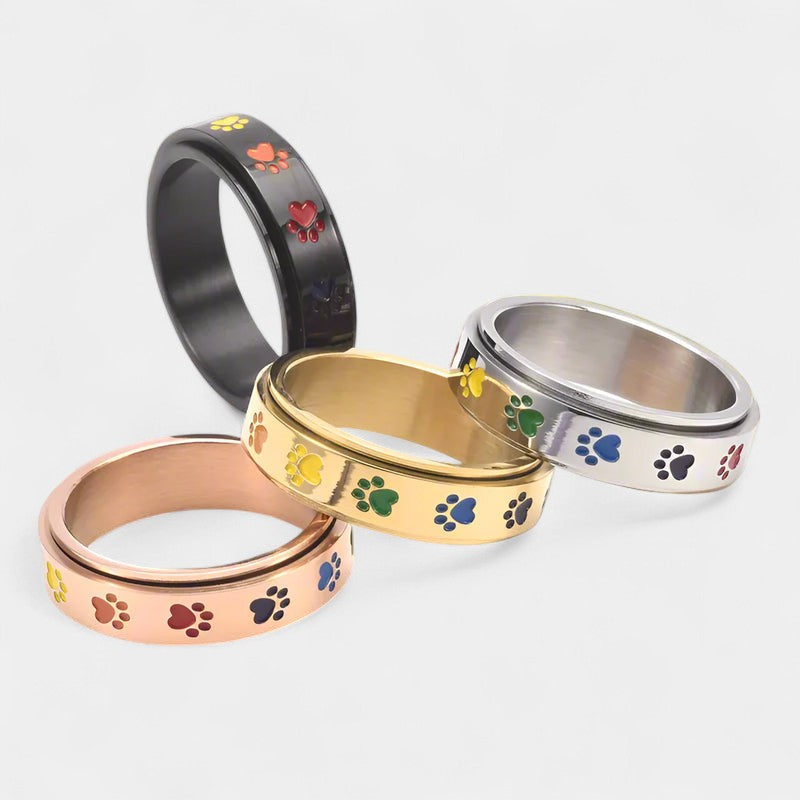 Virelle-Ring-Virelle | Unisex ring – roestvrij staal, draaiend ontwerp met pootafdrukken