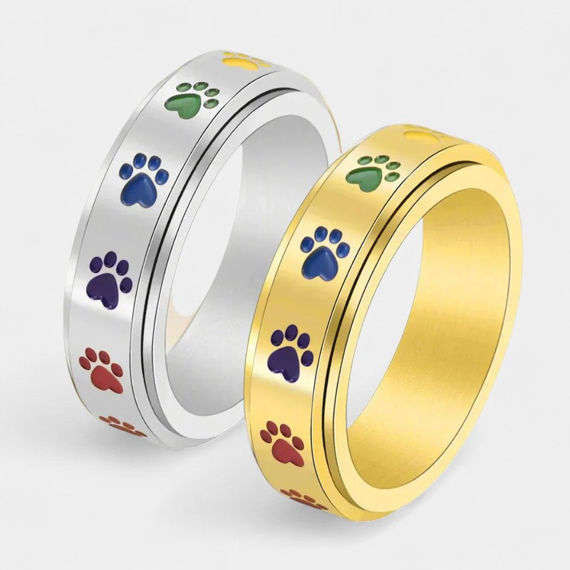 Virelle-Ring-Virelle | Unisex ring – roestvrij staal, draaiend ontwerp met pootafdrukken