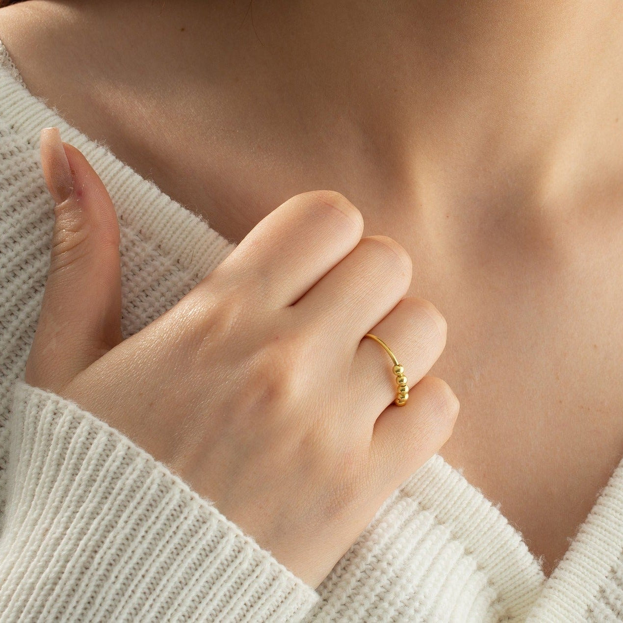 Virelle-Ring-Virelle | Verstelbare stressverlichtende ring – Fidget ring met kralen dames/heren