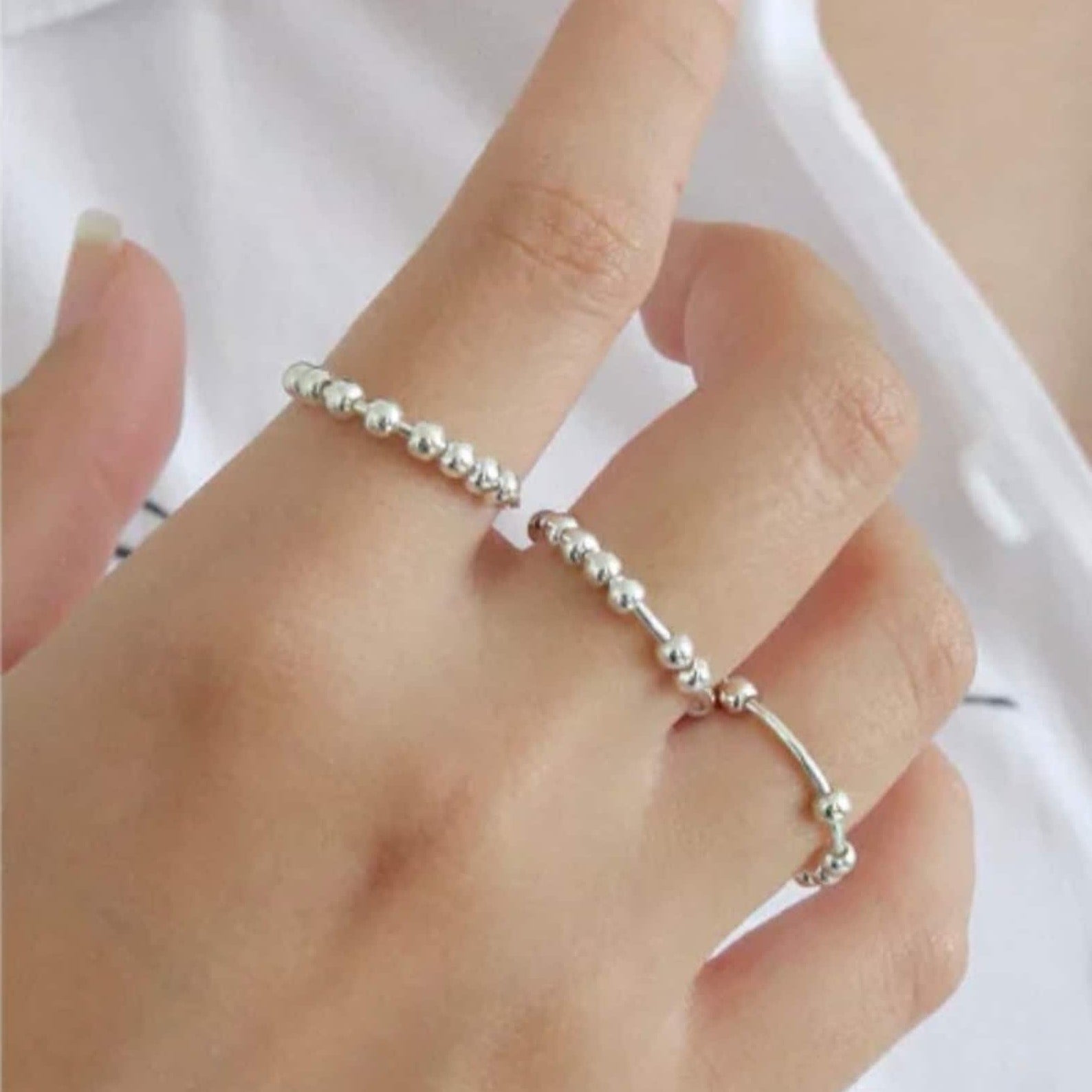 Virelle-Ring-Virelle | Verstelbare stressverlichtende ring – Fidget ring met kralen dames/heren