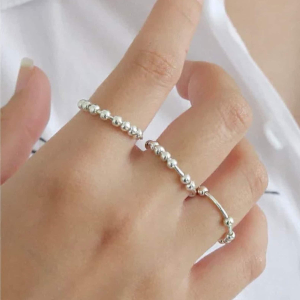 Virelle-Ring-Virelle | Verstelbare stressverlichtende ring – Fidget ring met kralen dames/heren