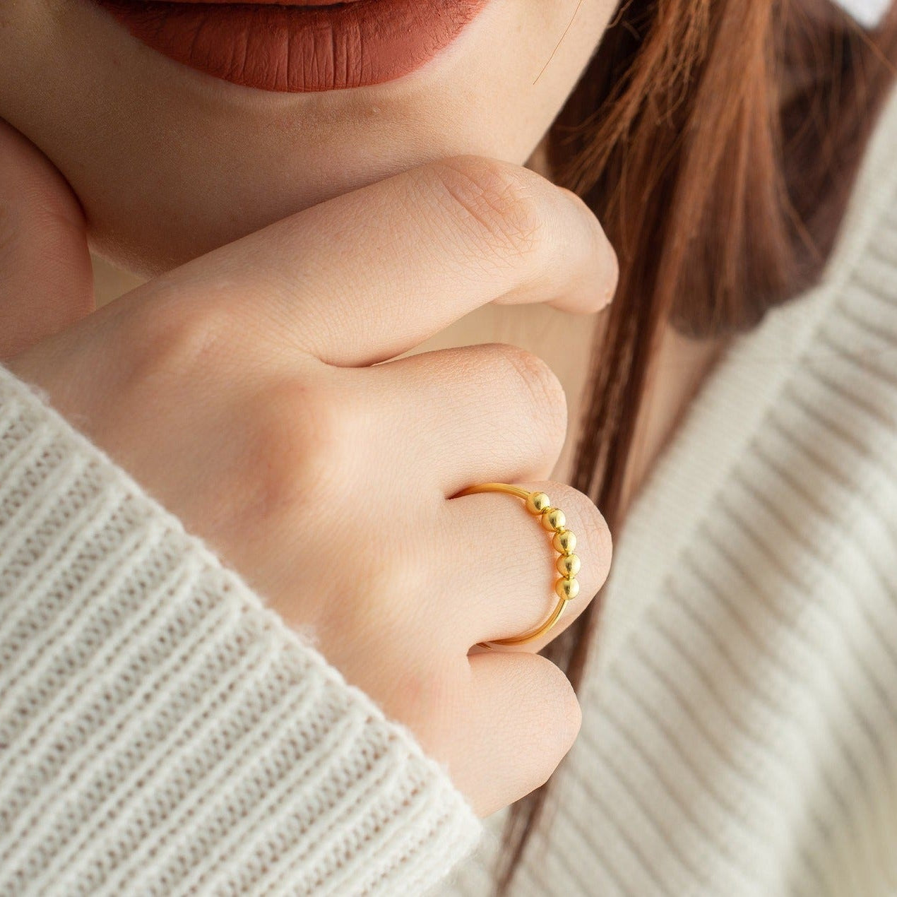 Virelle-Ring-Virelle | Verstelbare stressverlichtende ring – Fidget ring met kralen dames/heren