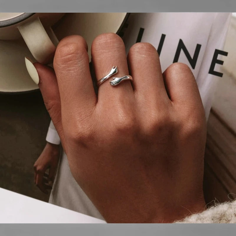 Virelle-Ringen-Virelle | Liefdes Omhelzing Ring – Sterling Zilver, Open Ontwerp, Symboliek van Liefde