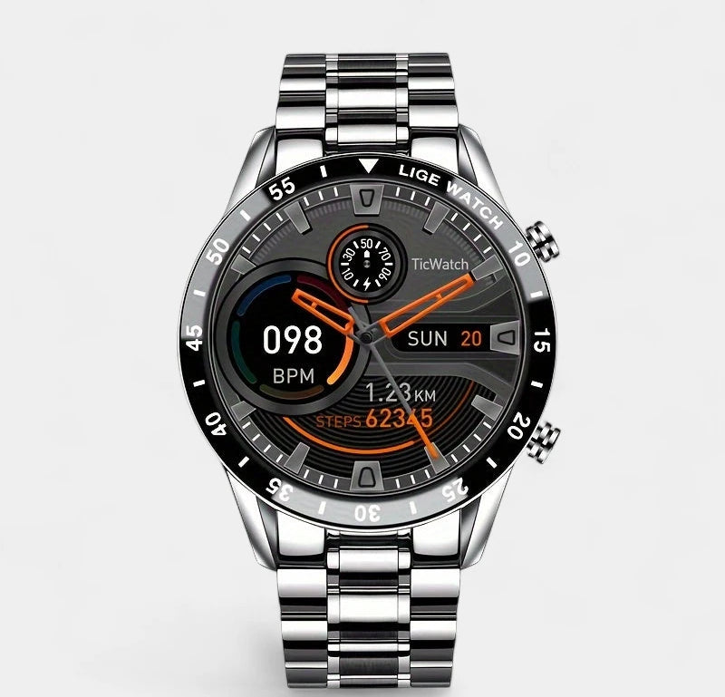 Virelle-Smartwatches-Virelle | Heren Smartwatch – Volledig Touchscreen, RVS Band, Fitness Tracker