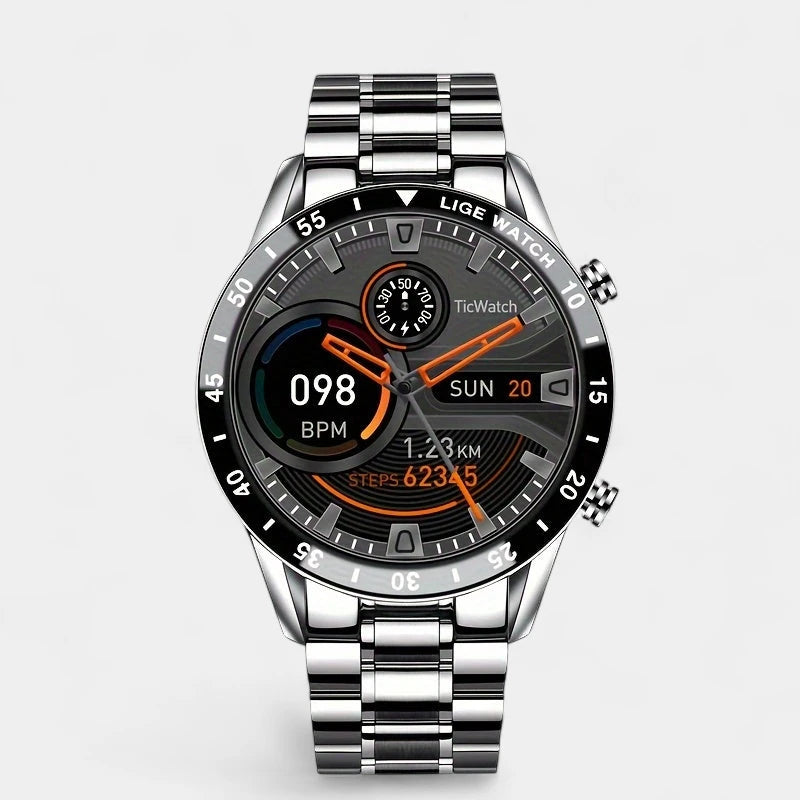 Virelle-Smartwatches-Virelle | Heren Smartwatch – Volledig Touchscreen, RVS Band, Fitness Tracker