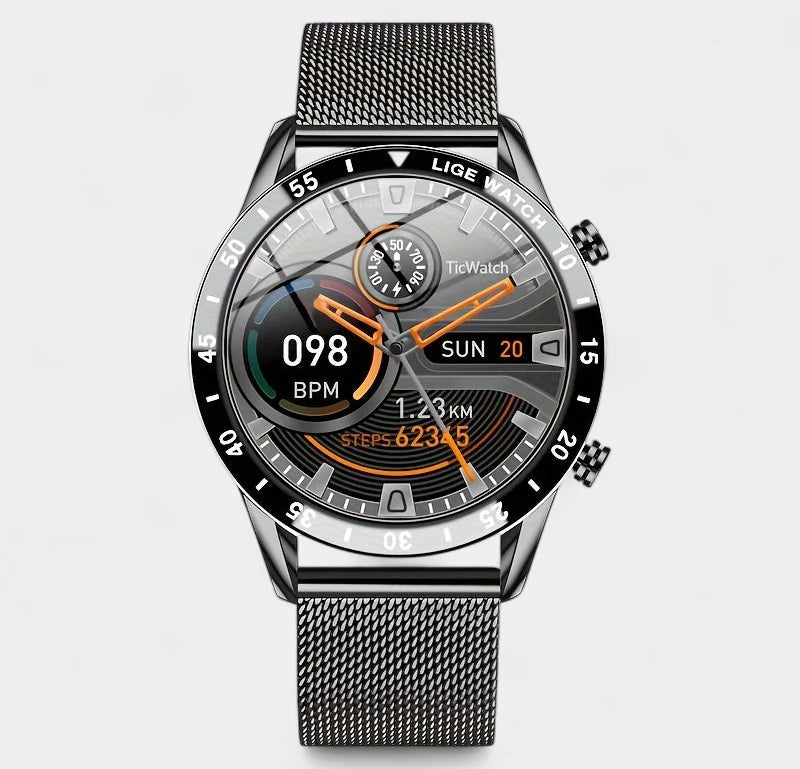 Virelle-Smartwatches-Virelle | Heren Smartwatch – Volledig Touchscreen, RVS Band, Fitness Tracker