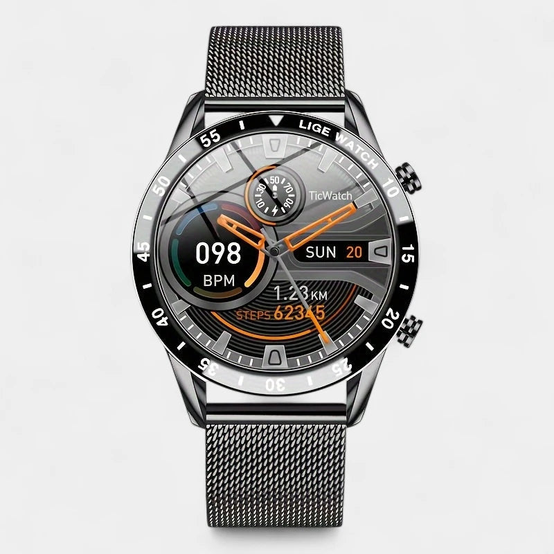 Virelle-Smartwatches-Virelle | Heren Smartwatch – Volledig Touchscreen, RVS Band, Fitness Tracker
