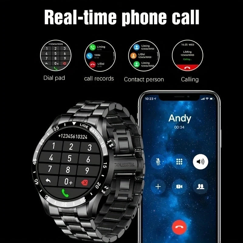 Virelle-Smartwatches-Virelle | Heren Smartwatch – Volledig Touchscreen, RVS Band, Fitness Tracker