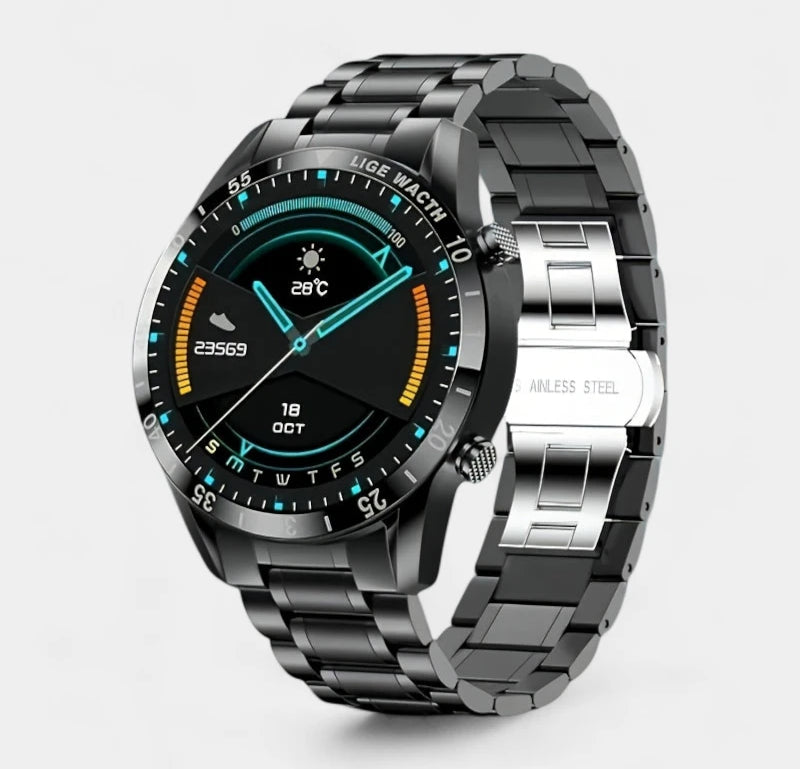 Virelle-Smartwatches-Virelle | Heren Smartwatch – Volledig Touchscreen, RVS Band, Fitness Tracker
