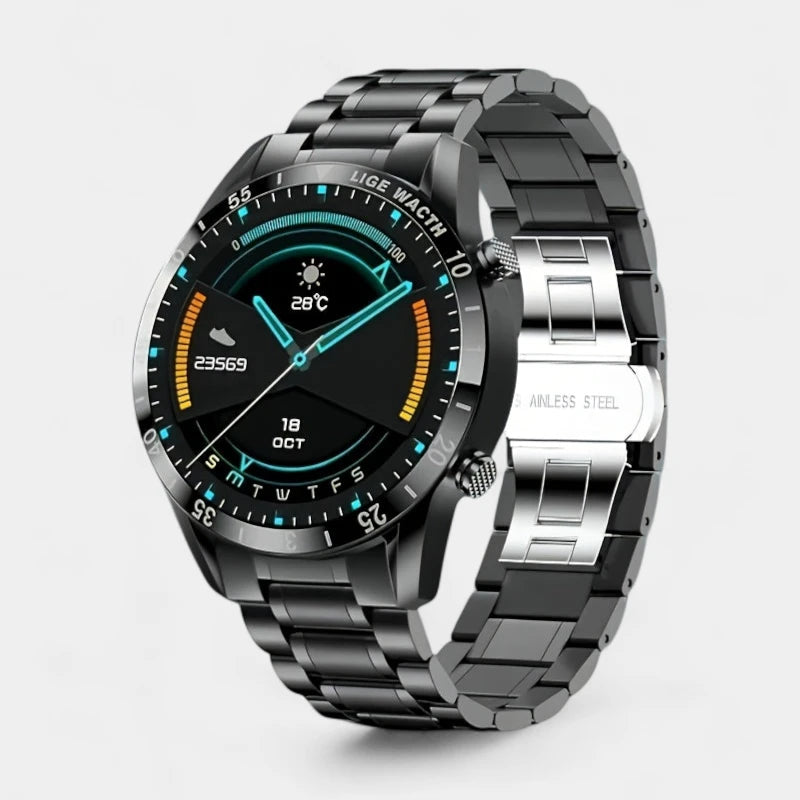 Virelle-Smartwatches-Virelle | Heren Smartwatch – Volledig Touchscreen, RVS Band, Fitness Tracker