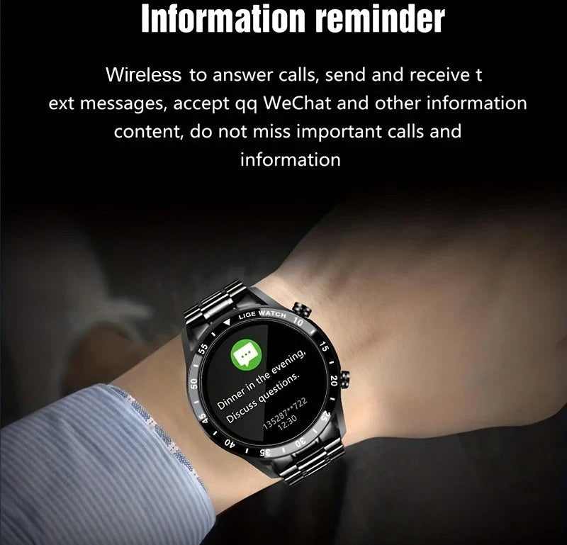 Virelle-Smartwatches-Virelle | Heren Smartwatch – Volledig Touchscreen, RVS Band, Fitness Tracker