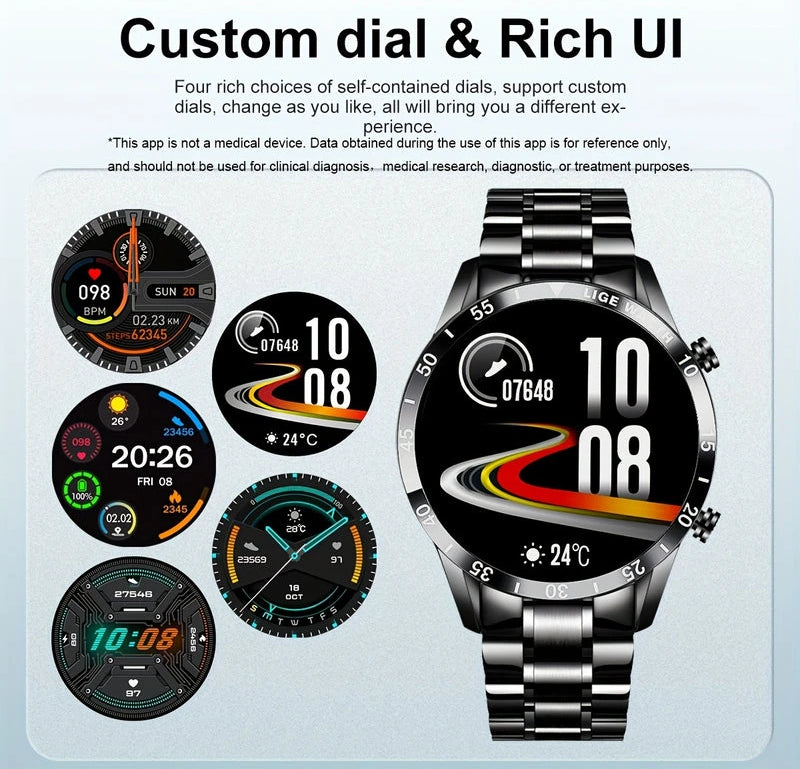 Virelle-Smartwatches-Virelle | Heren Smartwatch – Volledig Touchscreen, RVS Band, Fitness Tracker