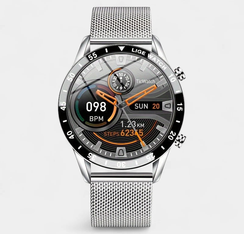 Virelle-Smartwatches-Virelle | Heren Smartwatch – Volledig Touchscreen, RVS Band, Fitness Tracker