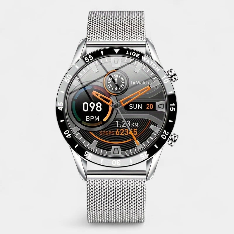 Virelle-Smartwatches-Virelle | Heren Smartwatch – Volledig Touchscreen, RVS Band, Fitness Tracker