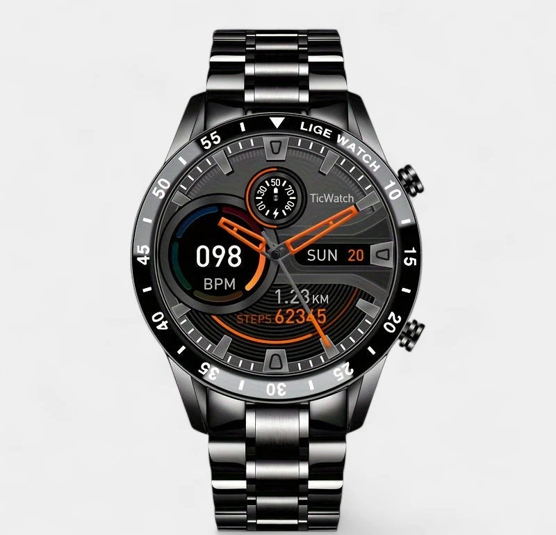Virelle-Smartwatches-Virelle | Heren Smartwatch – Volledig Touchscreen, RVS Band, Fitness Tracker