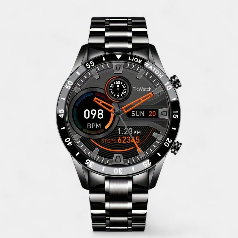 Virelle-Smartwatches-Virelle | Heren Smartwatch – Volledig Touchscreen, RVS Band, Fitness Tracker