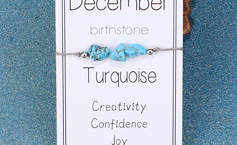 Virelle-Virelle | Dames Armband – 12 Maanden Geboortesteen met Gevlochten Koord, Inclusief Wenskaart