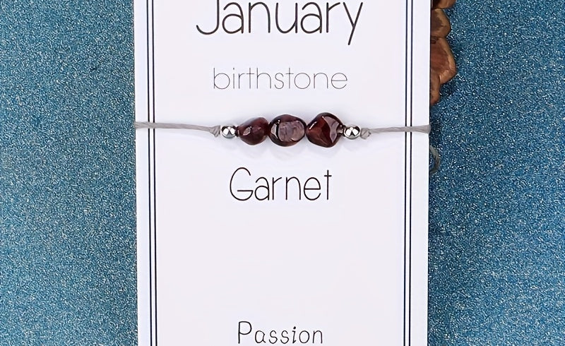 Virelle-Virelle | Dames Armband – 12 Maanden Geboortesteen met Gevlochten Koord, Inclusief Wenskaart