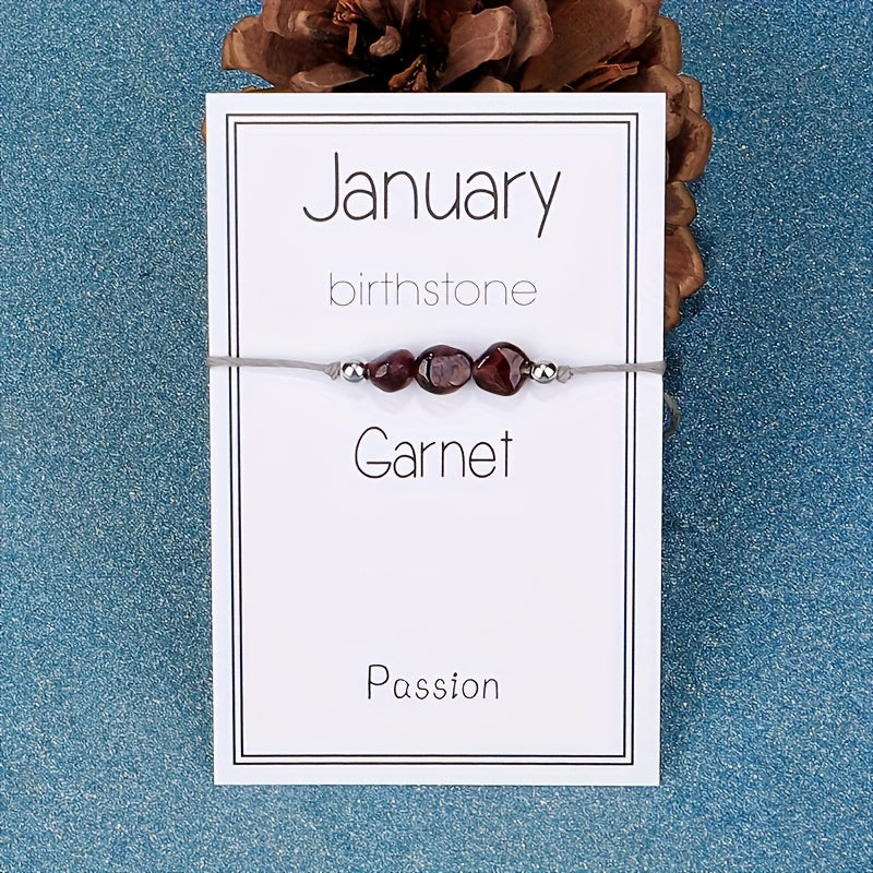 Virelle-Virelle | Dames Armband – 12 Maanden Geboortesteen met Gevlochten Koord, Inclusief Wenskaart