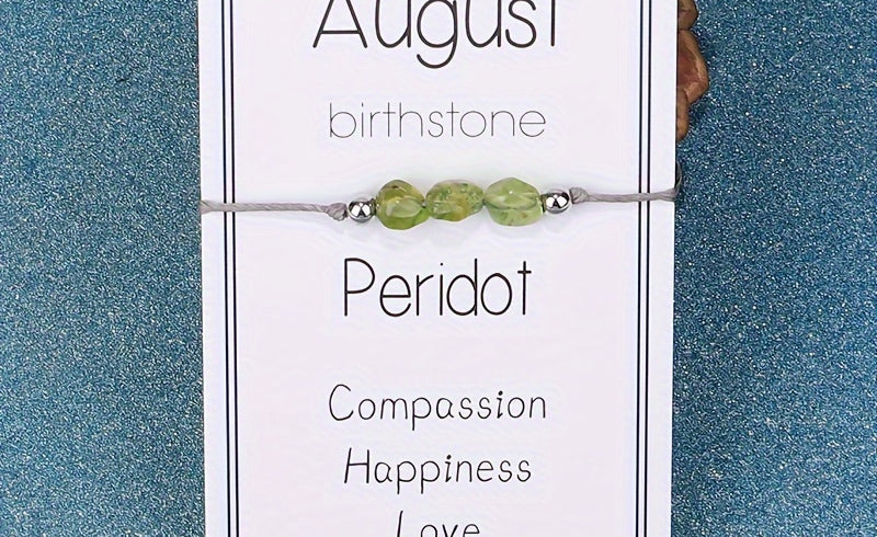 Virelle-Virelle | Dames Armband – 12 Maanden Geboortesteen met Gevlochten Koord, Inclusief Wenskaart