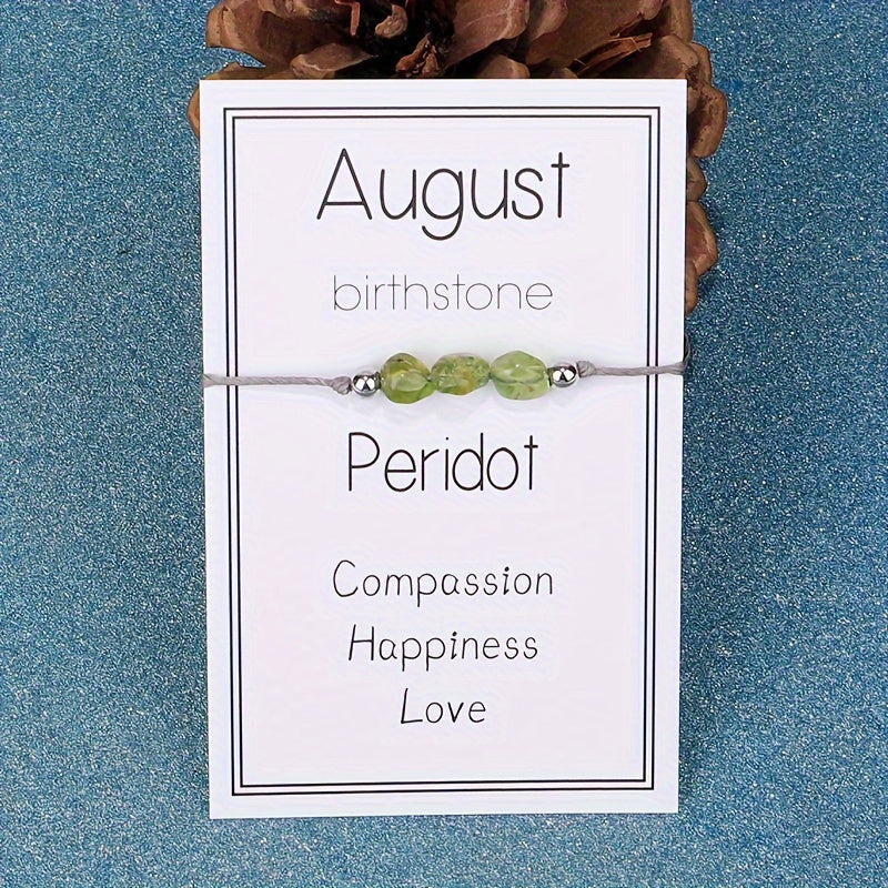 Virelle-Virelle | Dames Armband – 12 Maanden Geboortesteen met Gevlochten Koord, Inclusief Wenskaart