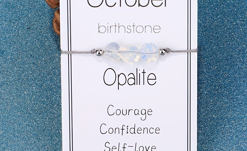 Virelle-Virelle | Dames Armband – 12 Maanden Geboortesteen met Gevlochten Koord, Inclusief Wenskaart