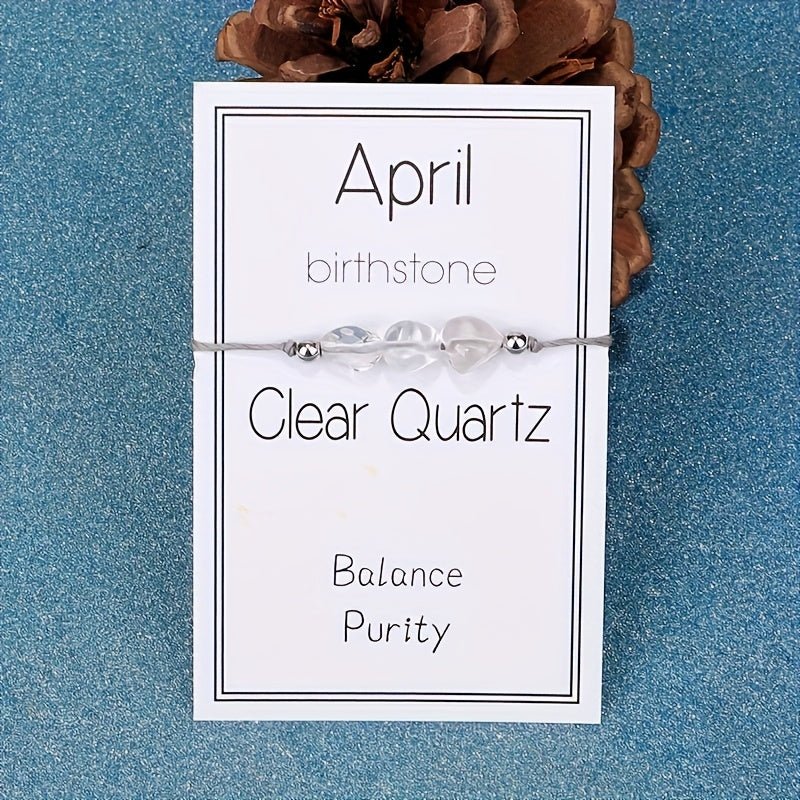 Virelle-Virelle | Dames Armband – 12 Maanden Geboortesteen met Gevlochten Koord, Inclusief Wenskaart