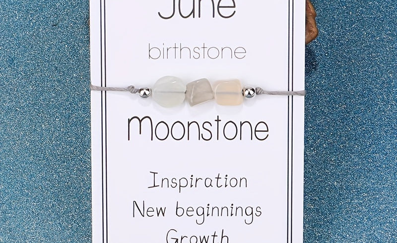 Virelle-Virelle | Dames Armband – 12 Maanden Geboortesteen met Gevlochten Koord, Inclusief Wenskaart