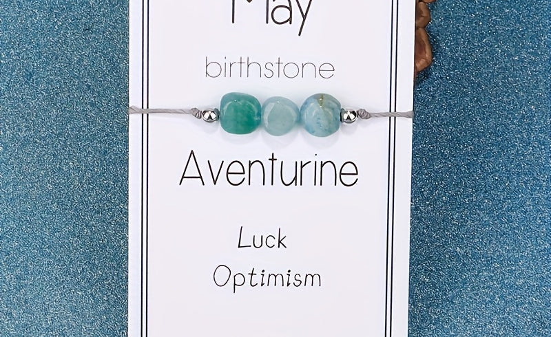 Virelle-Virelle | Dames Armband – 12 Maanden Geboortesteen met Gevlochten Koord, Inclusief Wenskaart