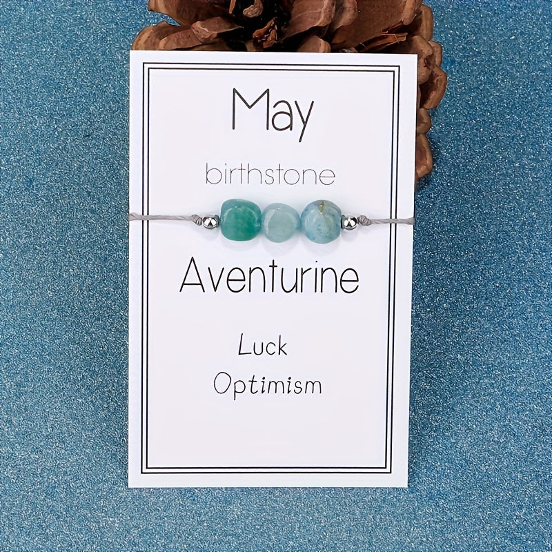 Virelle-Virelle | Dames Armband – 12 Maanden Geboortesteen met Gevlochten Koord, Inclusief Wenskaart