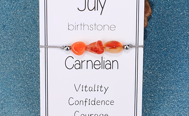 Virelle-Virelle | Dames Armband – 12 Maanden Geboortesteen met Gevlochten Koord, Inclusief Wenskaart