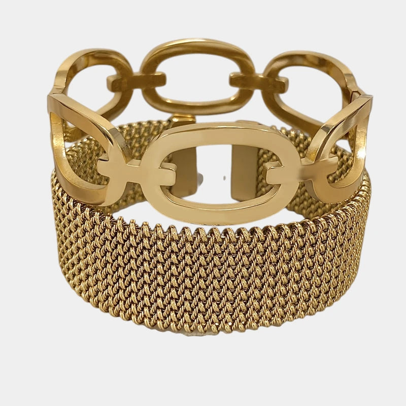 Virelle-Virelle | Dames Armband – 304 roestvrij staal, Hol ringontwerp, Set van twee