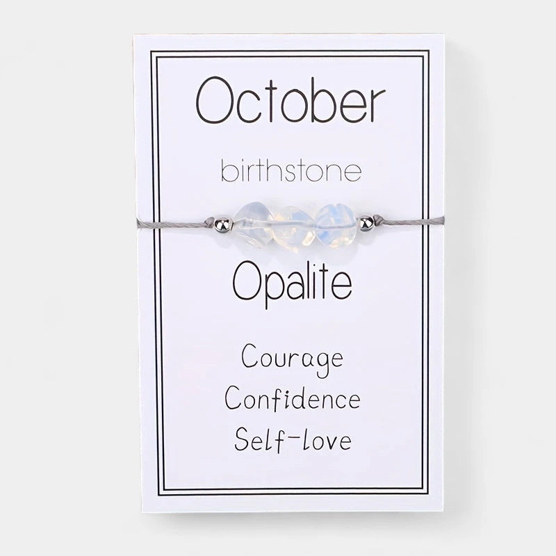 Virelle-Virelle | Dames Armband – Geboortesteen Kralenkoord, 12 Maanden Met Wenskaart