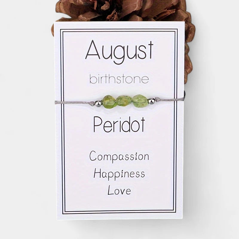 Virelle-Virelle | Dames Armband – Geboortesteen Kralenkoord, 12 Maanden Met Wenskaart