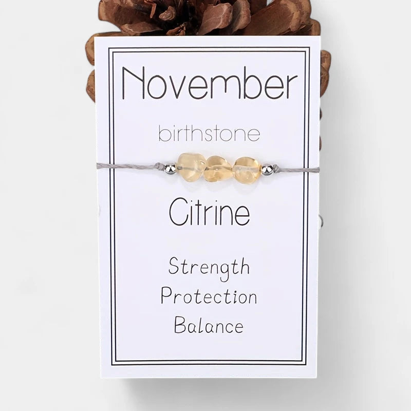 Virelle-Virelle | Dames Armband – Geboortesteen Kralenkoord, 12 Maanden Met Wenskaart