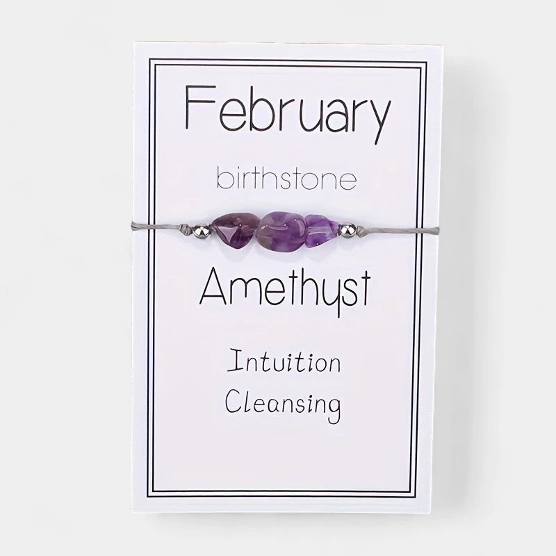 Virelle-Virelle | Dames Armband – Geboortesteen Kralenkoord, 12 Maanden Met Wenskaart