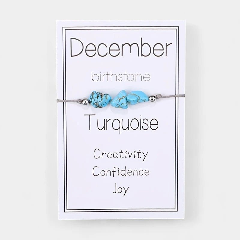 Virelle-Virelle | Dames Armband – Geboortesteen Kralenkoord, 12 Maanden Met Wenskaart