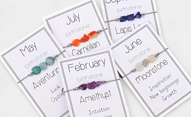 Virelle-Virelle | Dames Armband – Geboortesteen Kralenkoord, 12 Maanden Met Wenskaart