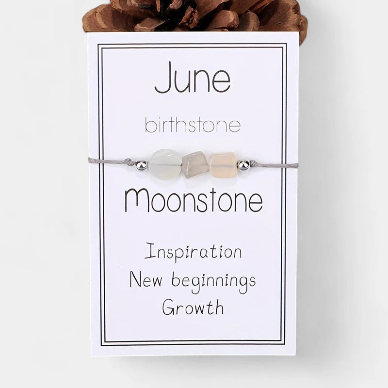 Virelle-Virelle | Dames Armband – Geboortesteen Kralenkoord, 12 Maanden Met Wenskaart